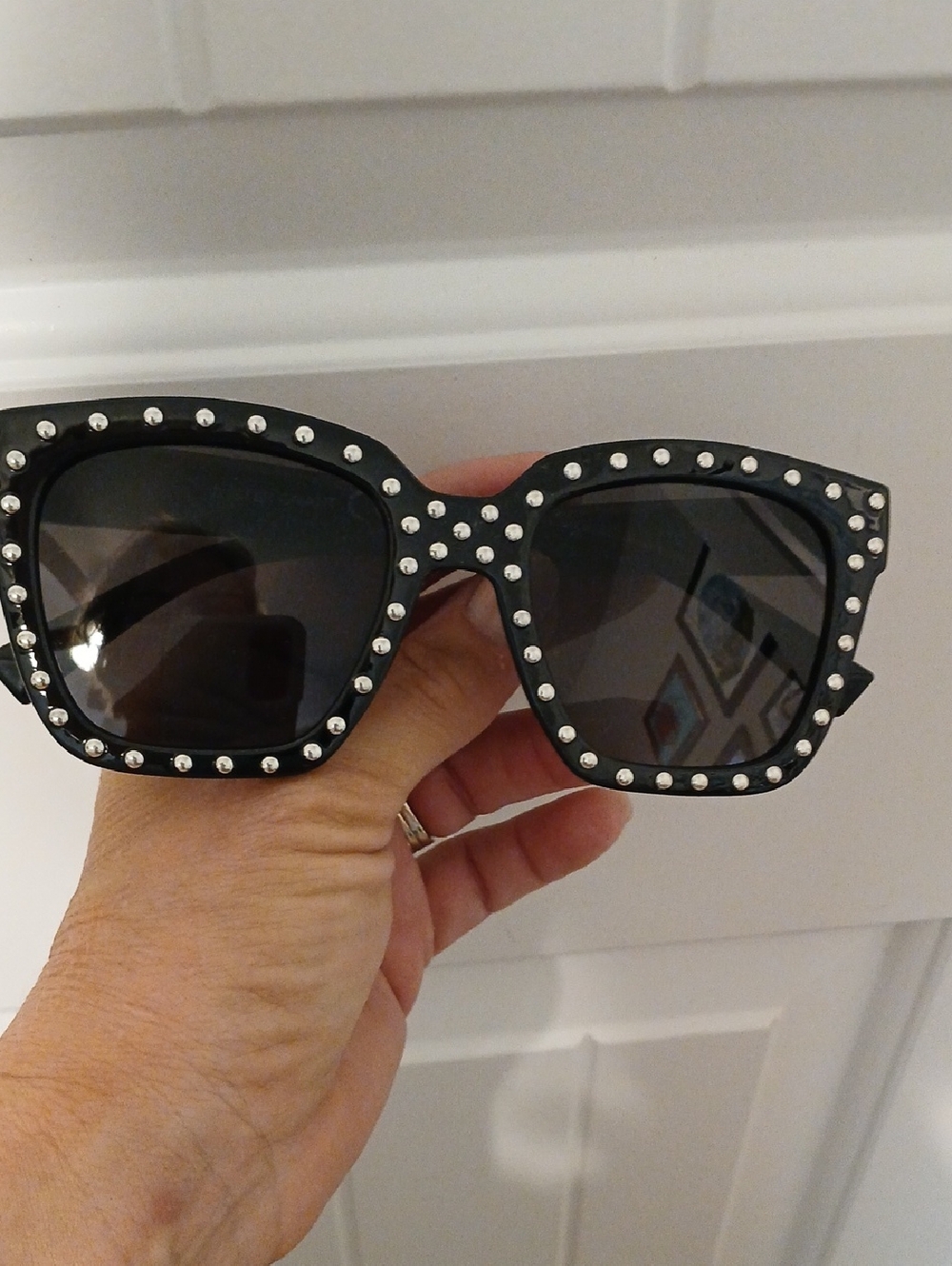 Foster Grant Black Studded Square Sunglasses